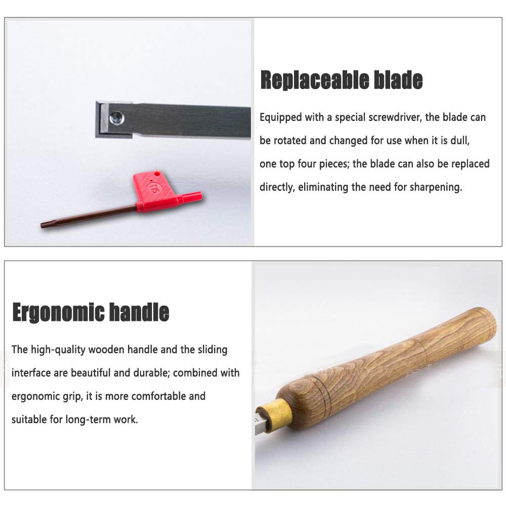 Scalpello per Tornio, Utensile per Tornitura Del Legno, Scalpello per Tornio con Punta con Inserto Quadrato in Carburo da 11 Mm con Bordo Dritto per Hobbisti Del Legno, Fai da Te, Falegname