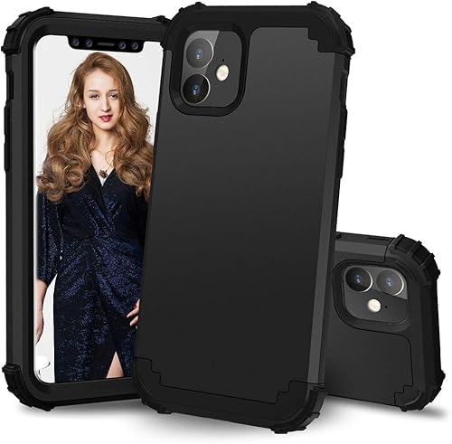 Funda de teléfono para iPhone 11 2019 de 6.1 pulgadas, cubierta dura a prueba de golpes, silicona suave, híbrida, tres capas, resistente, accesorios