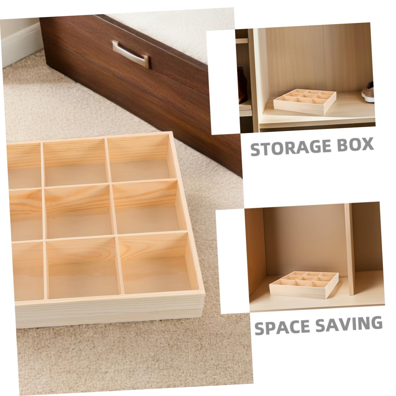 OUNONA 2 Stück Schubladenorganizer Aus Holz 9-fächer Sockenorganizer Für Kleinteile Kompakte Aufbewahrungsbox Für Unterwäsche Und Krawatten Im Kleiderschrank