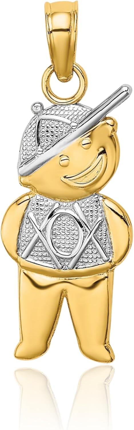 IceCarats 14K Solid Yellow Gold Medium Boy Pendant Necklace 20.9mm 0.8 inch Polished For Her