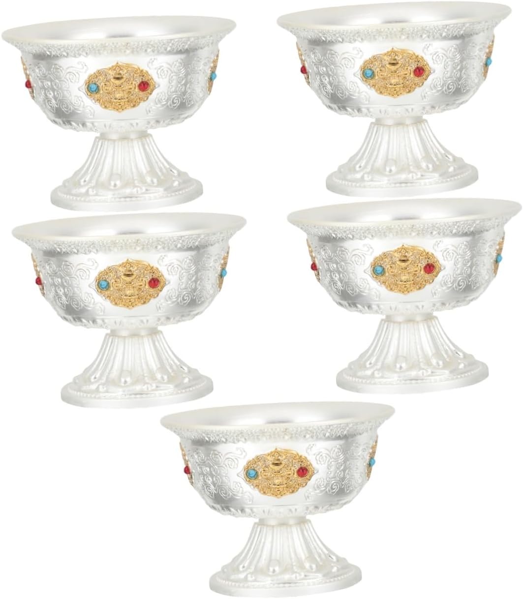 Alipis 5pcs Offering Cup for Buddha Worship Alloy Water Bowl for Home Decor Compact Design for for Tea Rice Water Offerings Vibrant Colors for East Enthusiasts