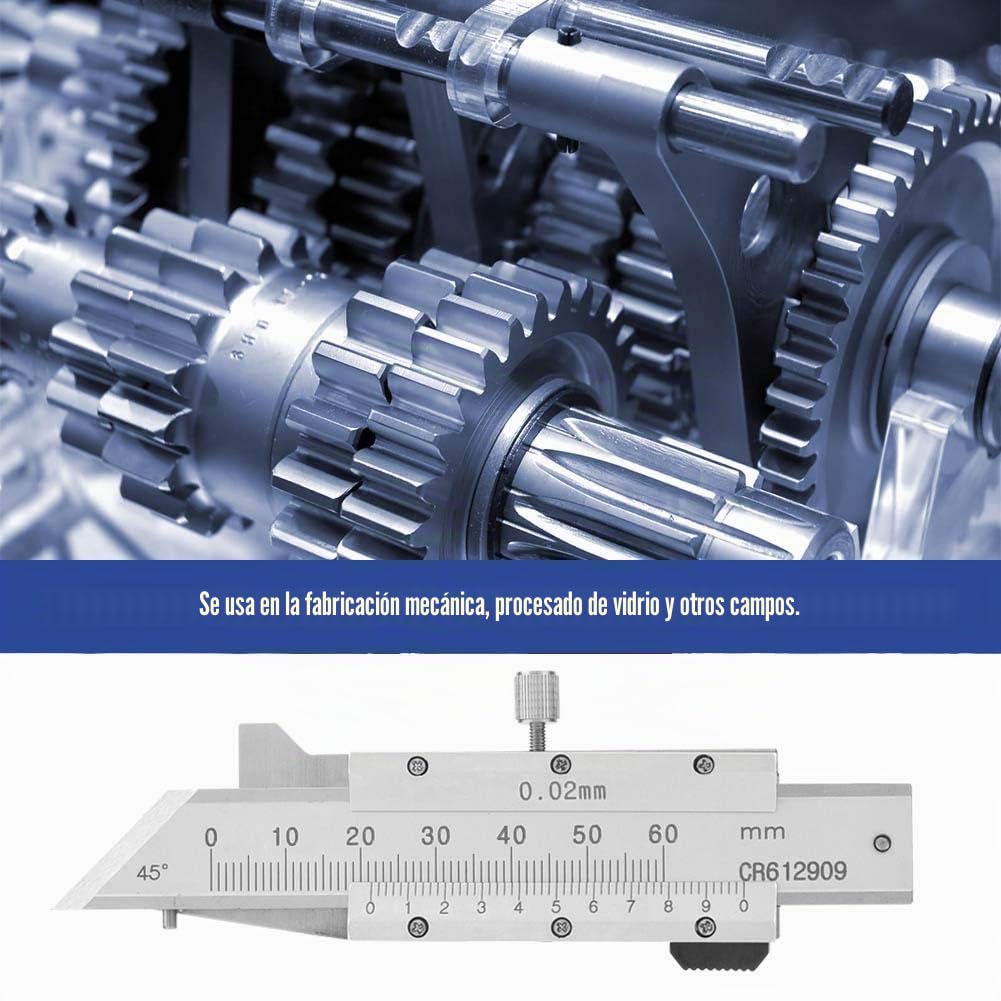 Regla de calibre de chaflán, calibrador a vernier biselado de 0-50 mm, regla de chaflán de acero inoxidable para fabricación mecánica, procesamiento de vidrio y otros campos