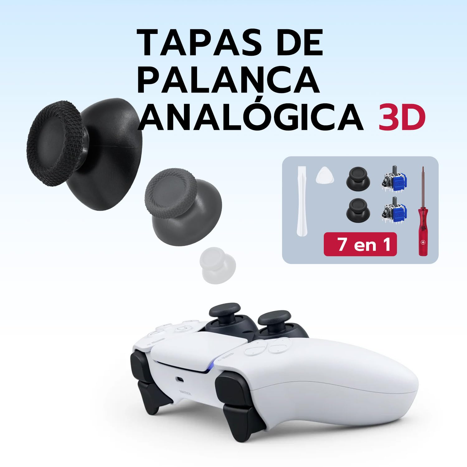Tolesum Kit de Reparación de Joysticks TMR para Mando PS5, 2 Joysticks Analógicos con Tapas, Destornillador y Herramientas, Tecnología TMR de Respuesta Rápida