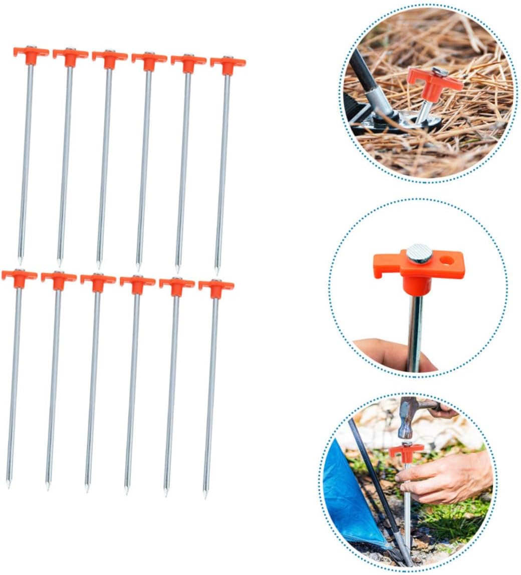 BESPORTBLE 12Pcs Heavy Duty Stainless Steel Tent Stakes for Camping Outdoor and Beach Use Windproof Ground Pegs with Enhanced Grip for Tents and Awnings