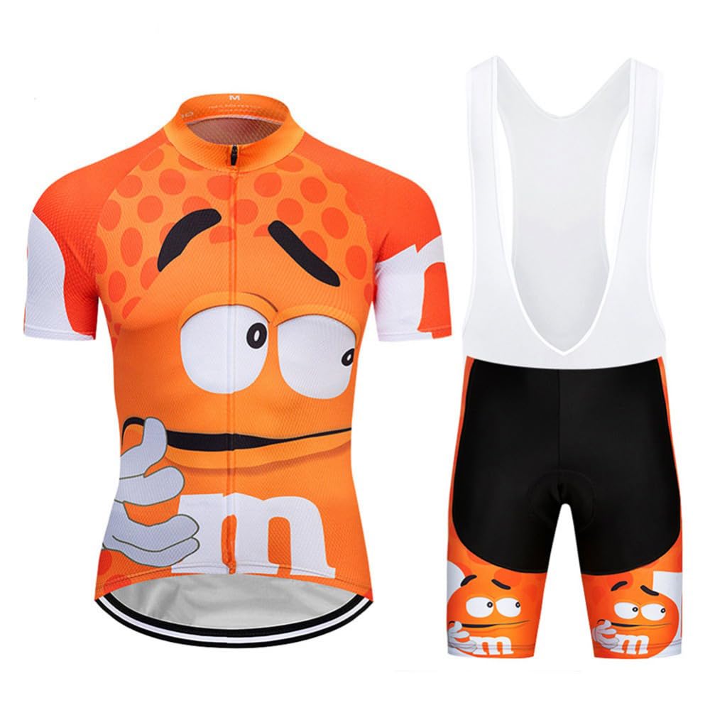Herren Radtrikot Set,Fahrradtrikot Kurzarm atmungsaktive Rennradbekleidung mit 20D Gel gepolsterter Radhose