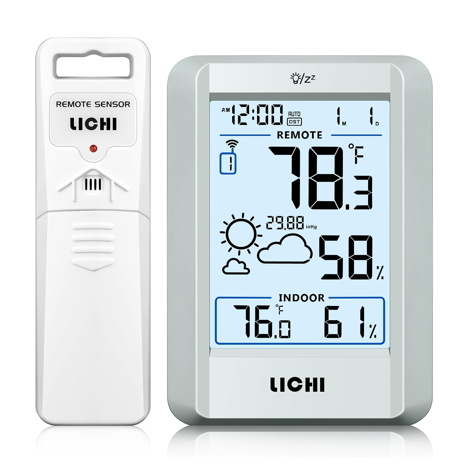 LICHI Indoor Outdoor Thermometer Wireless Weather Station