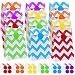 Cooraby  60 Pieces Paper Bags Waves Party Bags Flat Bottom Paper Bags Kraft Treat Bags with 96 Pieces Label Stickers for Party Favor