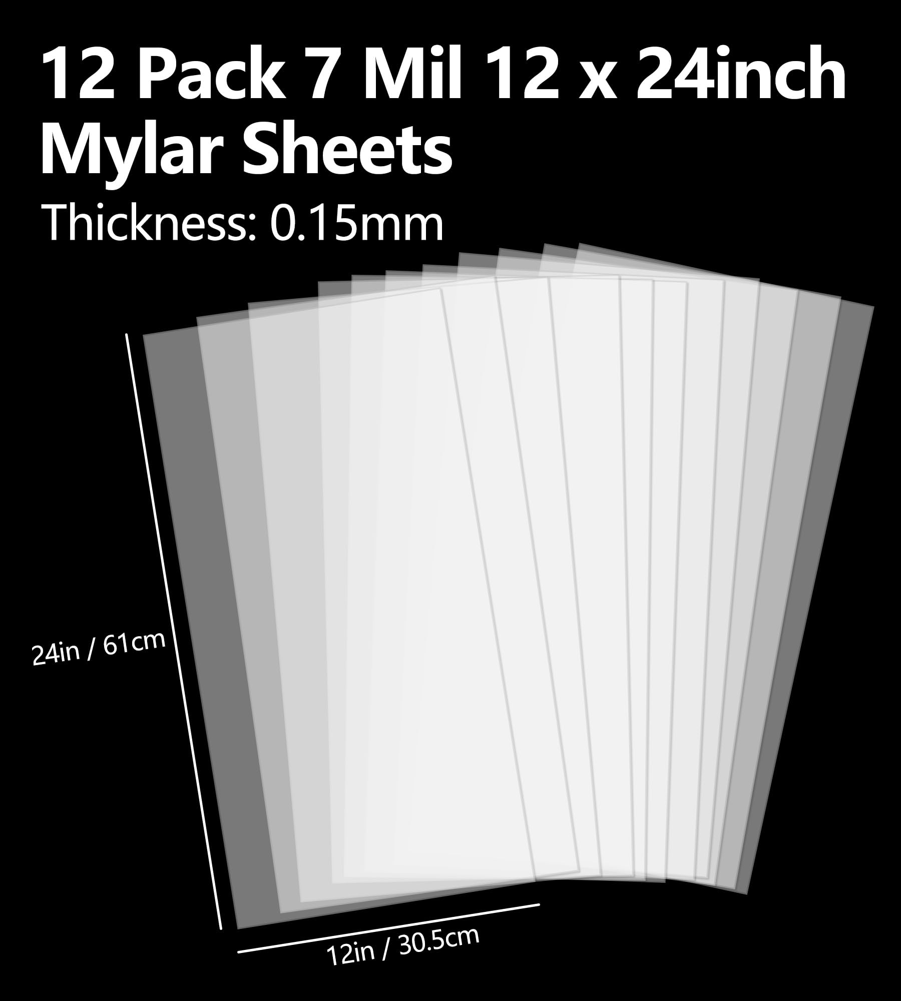 EGOSKY 15 fogli per stencil Mylar da 30,5 x 61 cm, in pellicola Mylar semitrasparente per l'uso con macchine silhouette, 7 ml