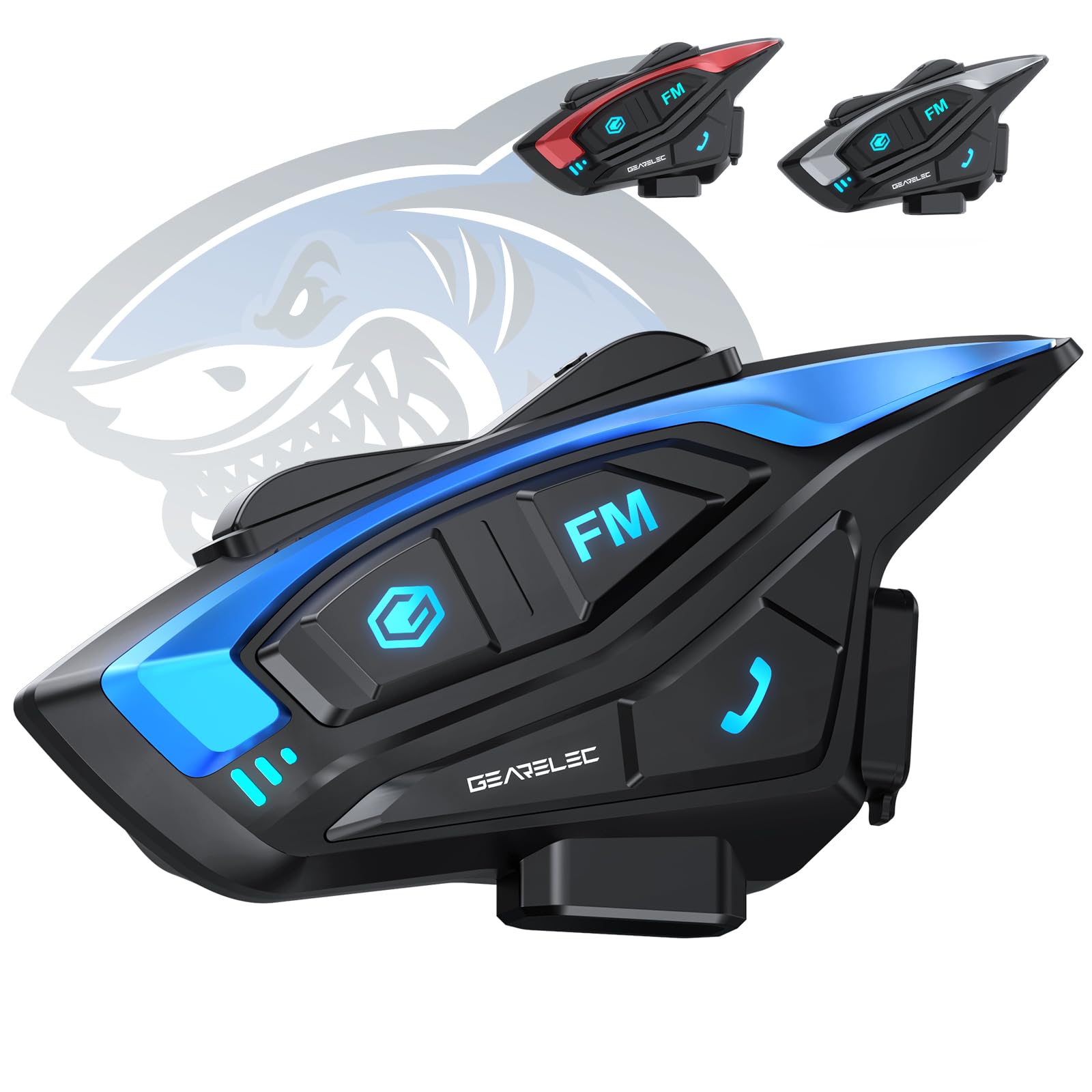 GEARELEC Motorcycle Bluetooth Headset 【Deep Bass & Superior-Noise-Reduction】 Motorcycle Helmet Bluetooth with Upgrade Hi-Fi Speakers, Motorcycle Intercom with Triple Noise-Reduction/IP65 Waterproof