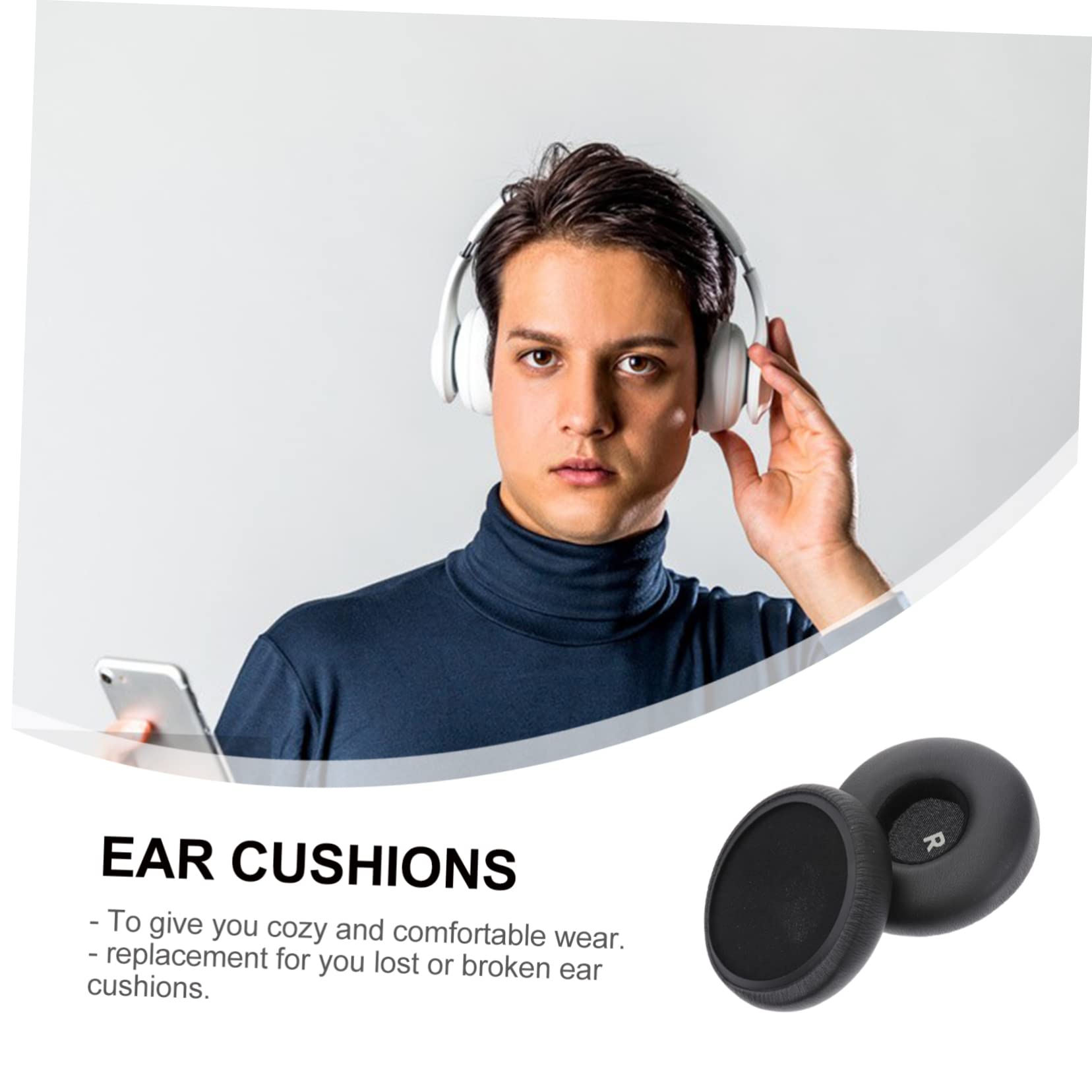 jojofuny 3piezas Auriculares Almohadillas De Repuesto De PU y Color Negro Compatibles Comodidad y Rendimiento De Graves Mejorados