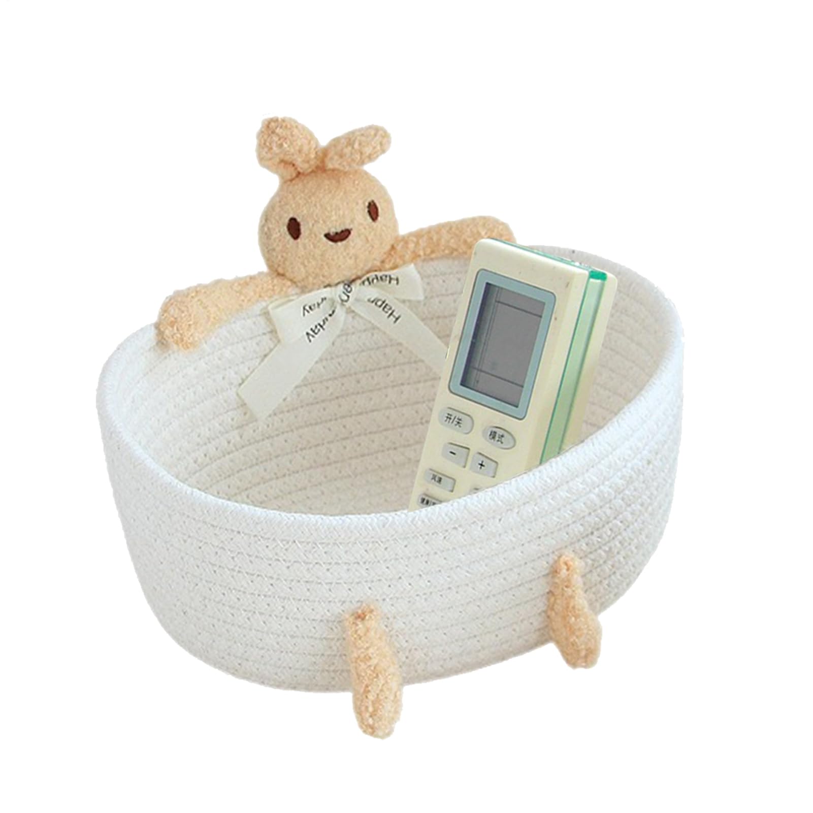 Panier de rangement tissé compact en coton pour chambre et salon