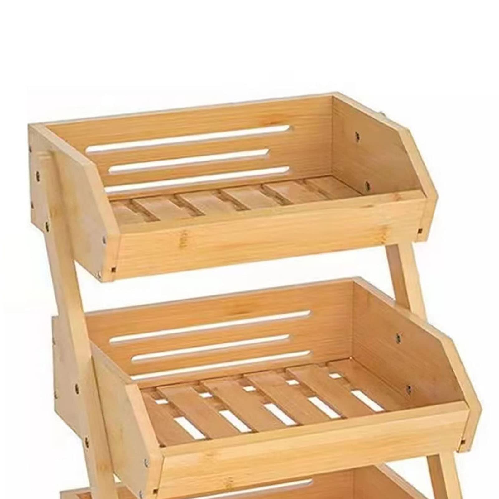 Tyenaza Corbeille à Fruits en Bambou à 3 Niveaux - Support de Bol à Légumes de Grande Capacité Pour Garde-manger de Cuisine, Pommes de Terre (30 * 33 * 41cm)