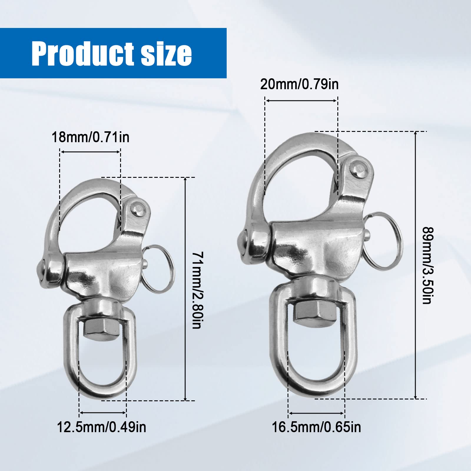 Manille Pivotante En Acier Inoxydable 316 Pour Bateau - 2 Pièces - Gréement Nautique, Résistance à La Corrosion - Tailles 70mm, 87mm, 128mm
