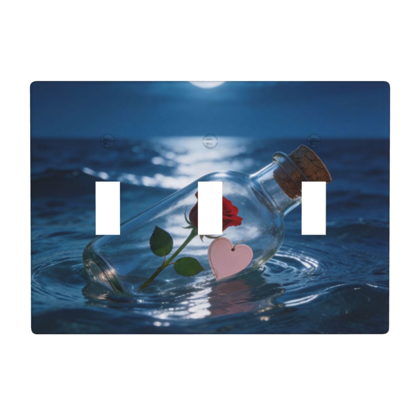 Heart Bottle 3 Gang Switch Plate Cover-Unbreakable Polycarbonate Wall Plate, Heat Resistant Toggle Switch Decor for Home