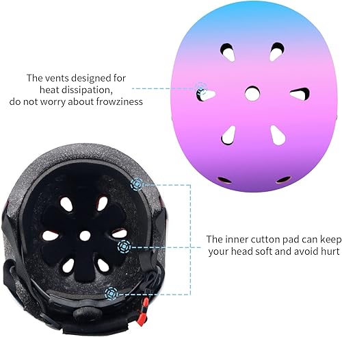 Miniatura 3 de Adjustable Color Gradient Skateboard Helmet for 3-5-8-14+AgesToddler Kids Youth Adult Girls Boys Woman.Bike Helmet for Multi-Sports Cycling Bicycle