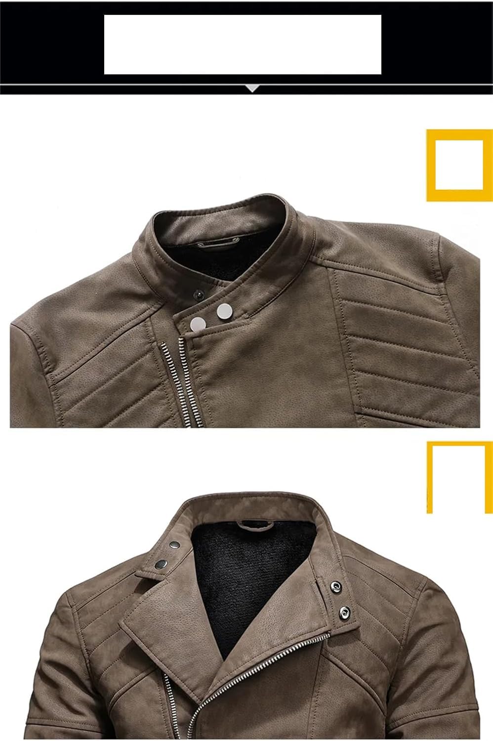 Kurtka skórzana męska moda stojak na stojak obster Slim Fit Zipper Autumn zima ciepła faux skórzana marna, brązowa, l