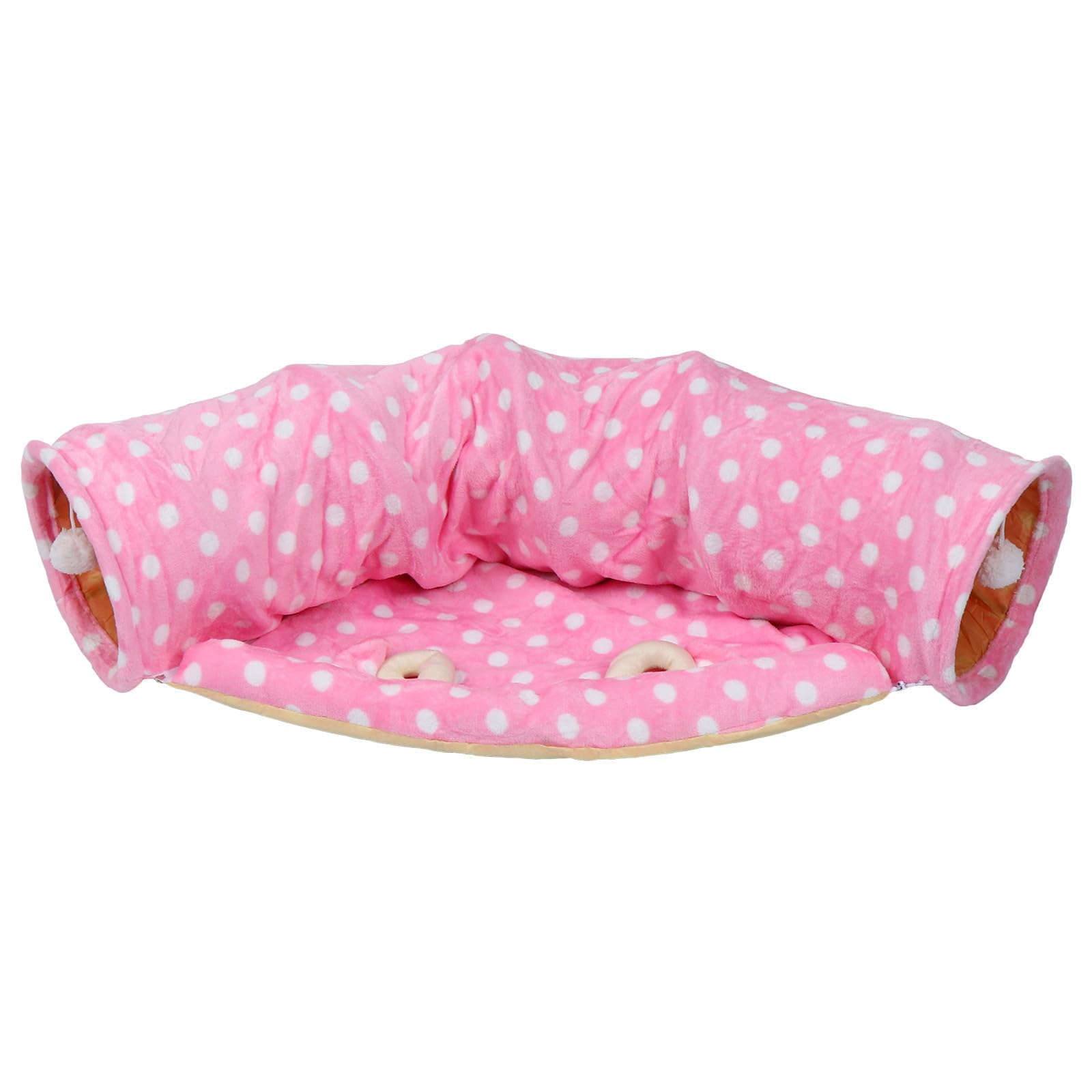 Túnel para Gatos Rosa de Lona, Dos Vías, Bola Decorativa