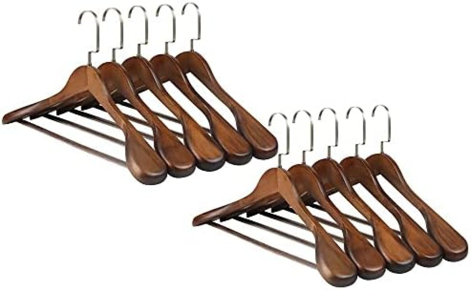 Cintres en bois massif pour vestes et costumes préservant la forme | Lot de 10