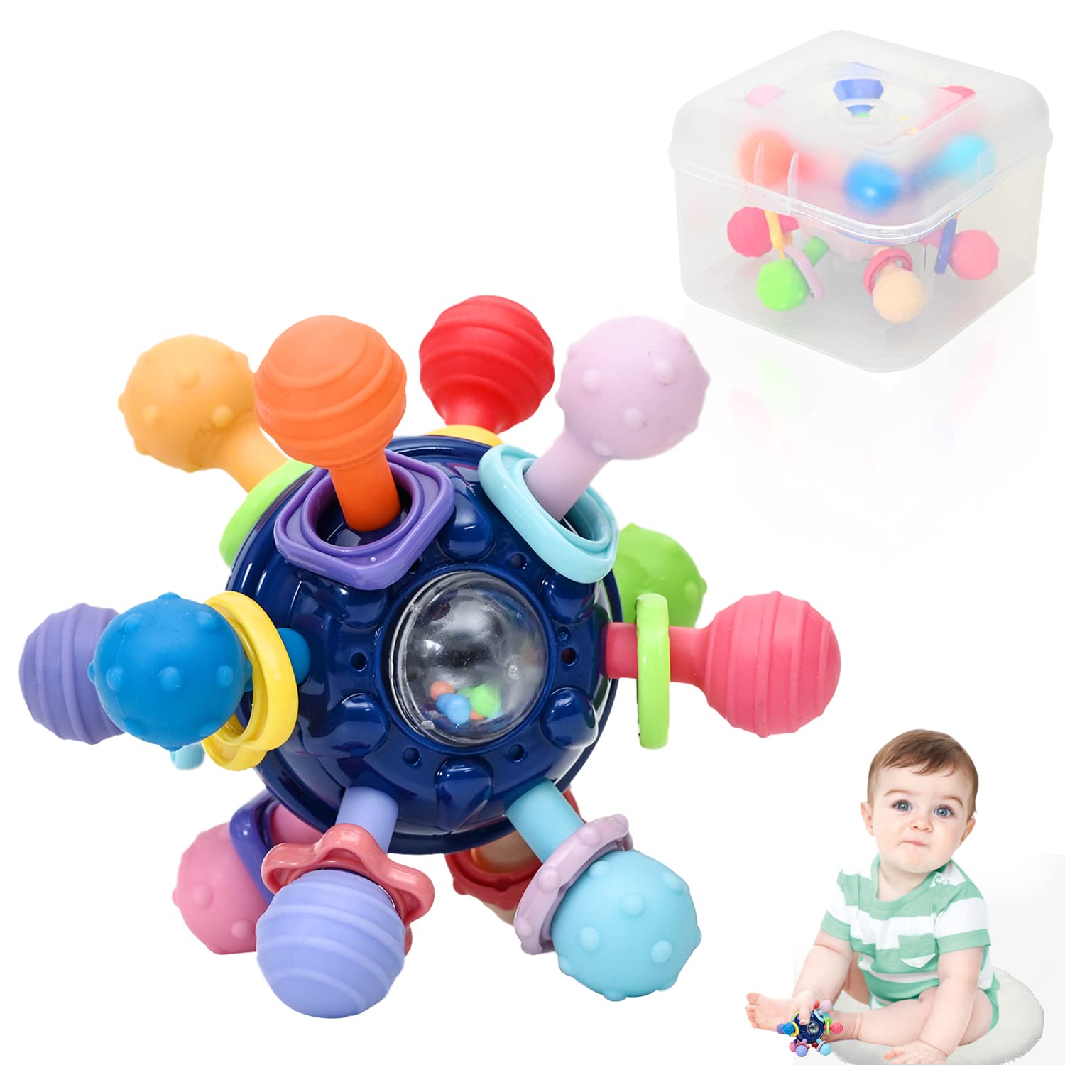 Baby Sensory Teething Toy for Babies, Montessori Teethers