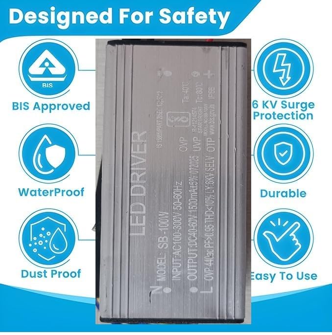 Image of 3 Quantity LED Street /Flood Light Repair, 100 Watt 3000mA, Input: AC 230V, Output: DC 24-40V, IP66 And 6KV Surge,OVP,UVP,OTP Protection (Pack of 3)