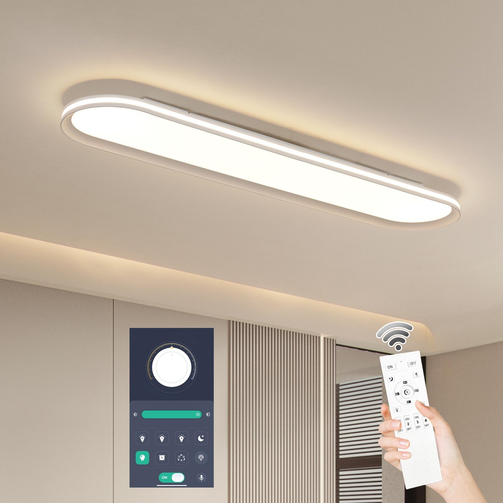 Amazon.co.jp : Wumaoxy 95cm 調光可能 メタルLEDシーリングライト