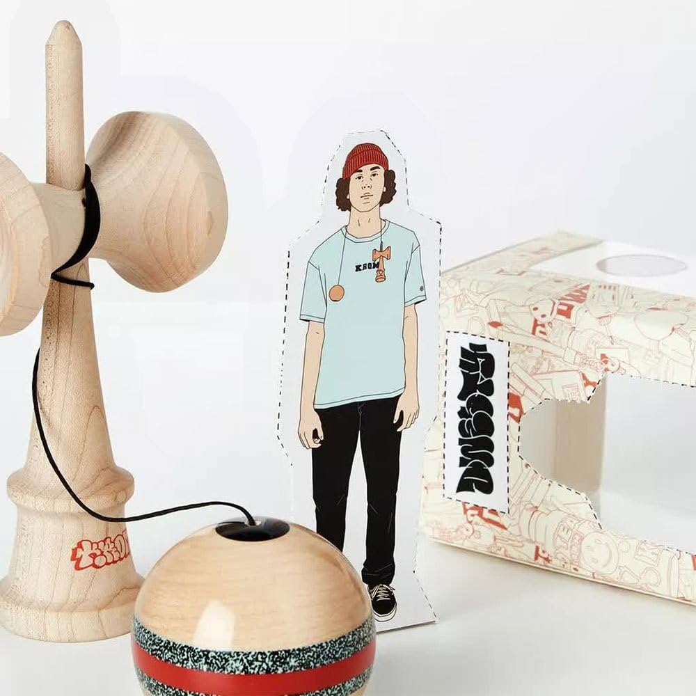 KROM Kendama - aus Holz für Anfänger und Fortgeschrittene - Geschicklichkeitsspiel für draußen und drinnen - Holzspielzeug mit Schnur und Ball - Kendama Skilltoy Kugelfangspiel