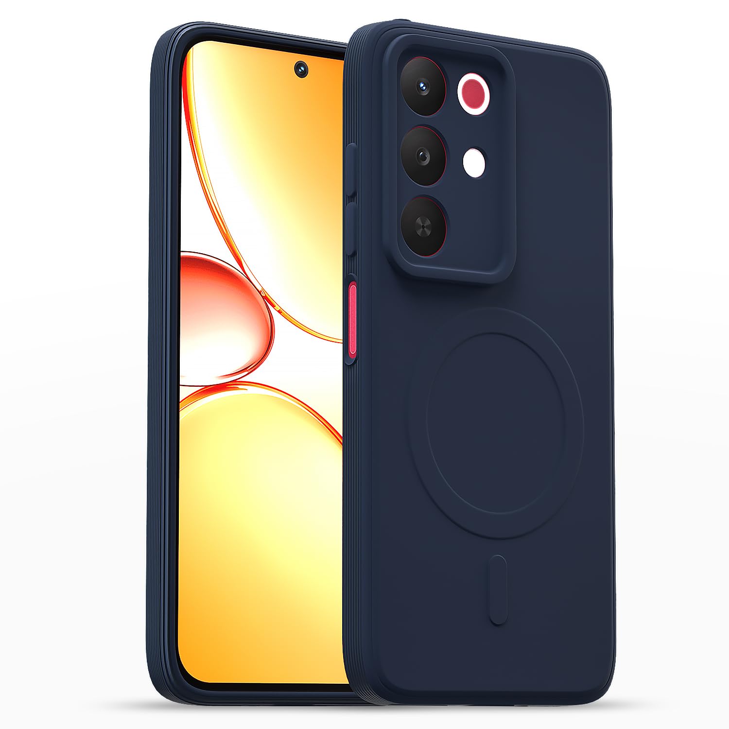 Amazon Basics Back Cover for Realme Narzo 90X 5G / C85 5G / 15X 5G Soft Matte Silicone with Camera Protection | Mag-Safe Logo (Not Mag-Safe Compatible) | Shockproof Slim Fit Bumper Case (Blue)