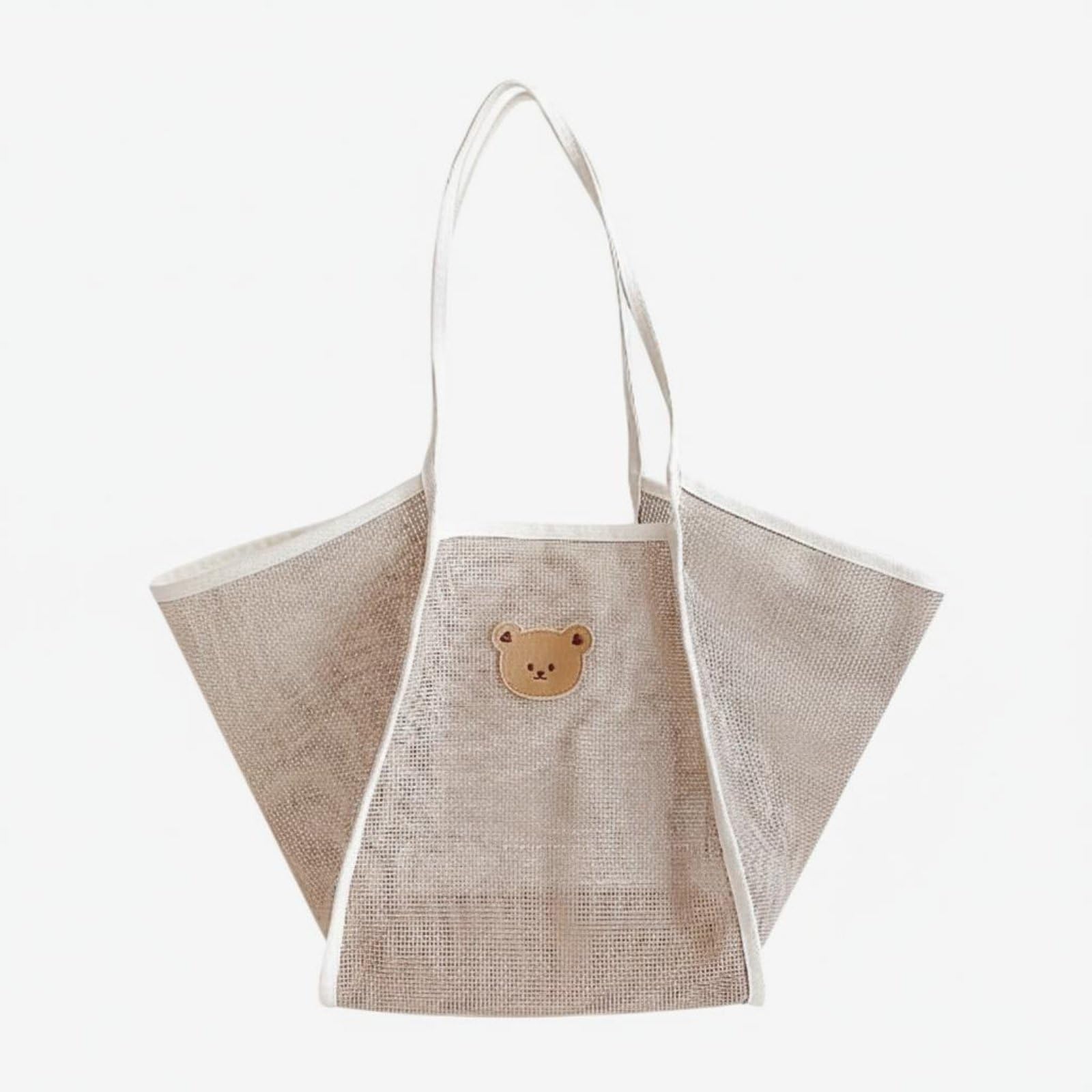Merishopp Mesh Tote Bag Large Capacity Mesh Beach Bag Easy to Dry Beach Tote for Travel, Gym, Khaki, Bear | Sporting Goods | Fitness Running & Yoga | Gym Bags-picture-13