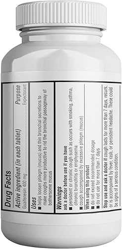 Miniatura 5 de HEALTH LFE Cápsulas de guaifenesina para aliviar el moco, 400 mg, expectorante de acción rápida de liberación inmediata, adelgaza y afloja el moco,