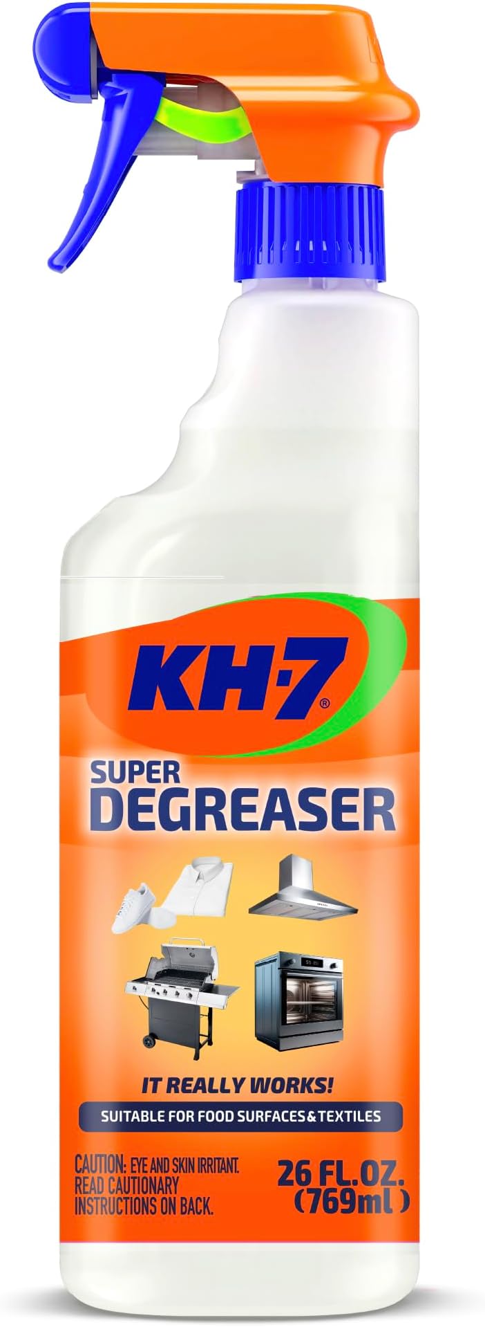 KH-7 Heavy Duty Degreaser for Oven, Stove, Grill, Food Surfaces, Vehicles, Clothing & More, 26 oz