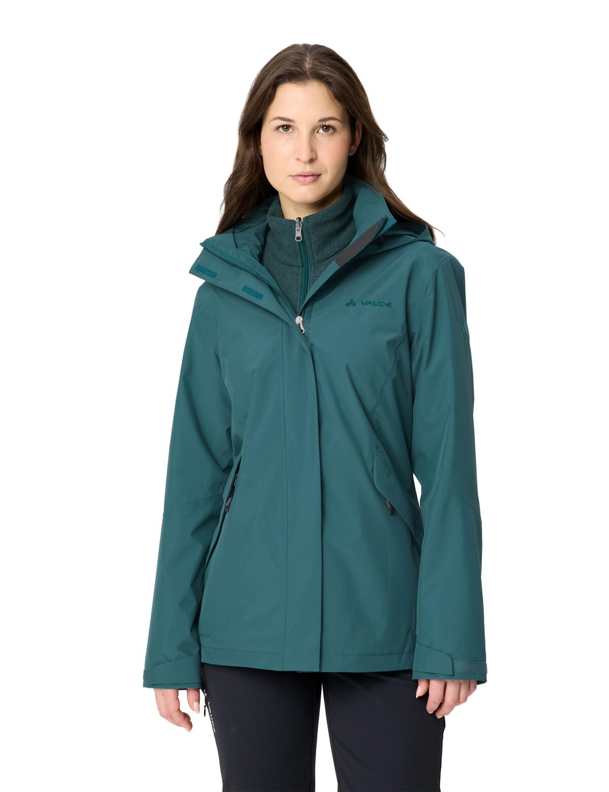 VAUDE Women's Rosemoor Chaqueta 3 en 1 para mujer, multifuncional, para exteriores, 3 en 1, resistente al viento, impermeable y transpirable