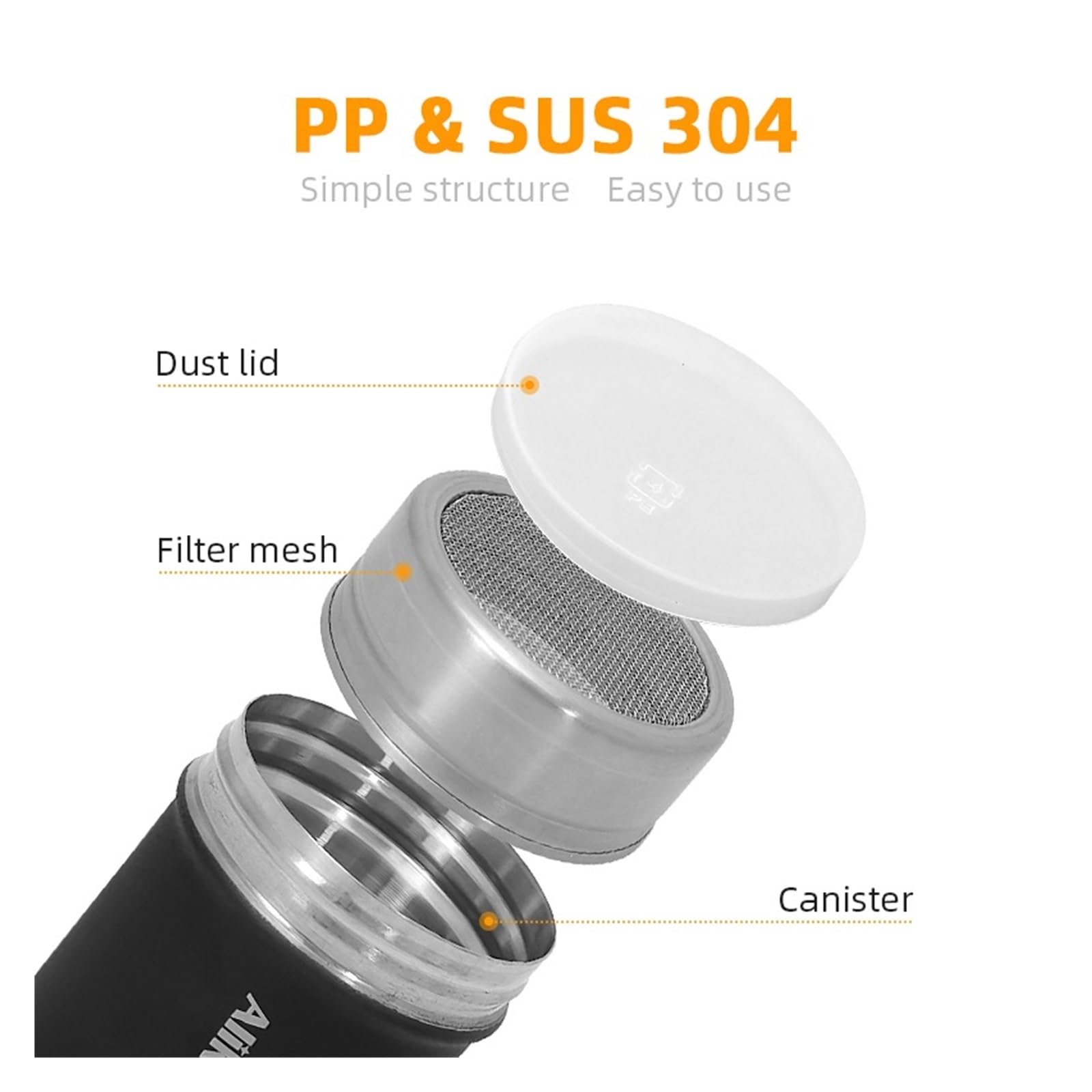 Pulverstreuer Espresso-Kaffeestreuer, Staubwedel, Pulververteiler, Edelstahl mit Deckel, Kakao-Café-Zubehör(Black 2Pcs)