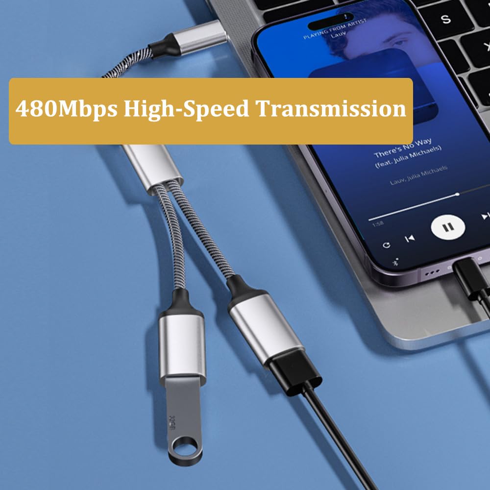 Leloco Splitter USB-C 1 A 3 – Maschio Type-C A 2 USB-A + USB-C PD60W – Adattatore Per Alimentazione E Dati – Per Telefono, Tablet, Mac, Auto, PS5