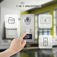 Vista 4 de Sistema de timbre de intercomunicación visual de apartamento multiunidad, monitor de 7 pulgadas, timbre de video con cable, cámara IR, detección