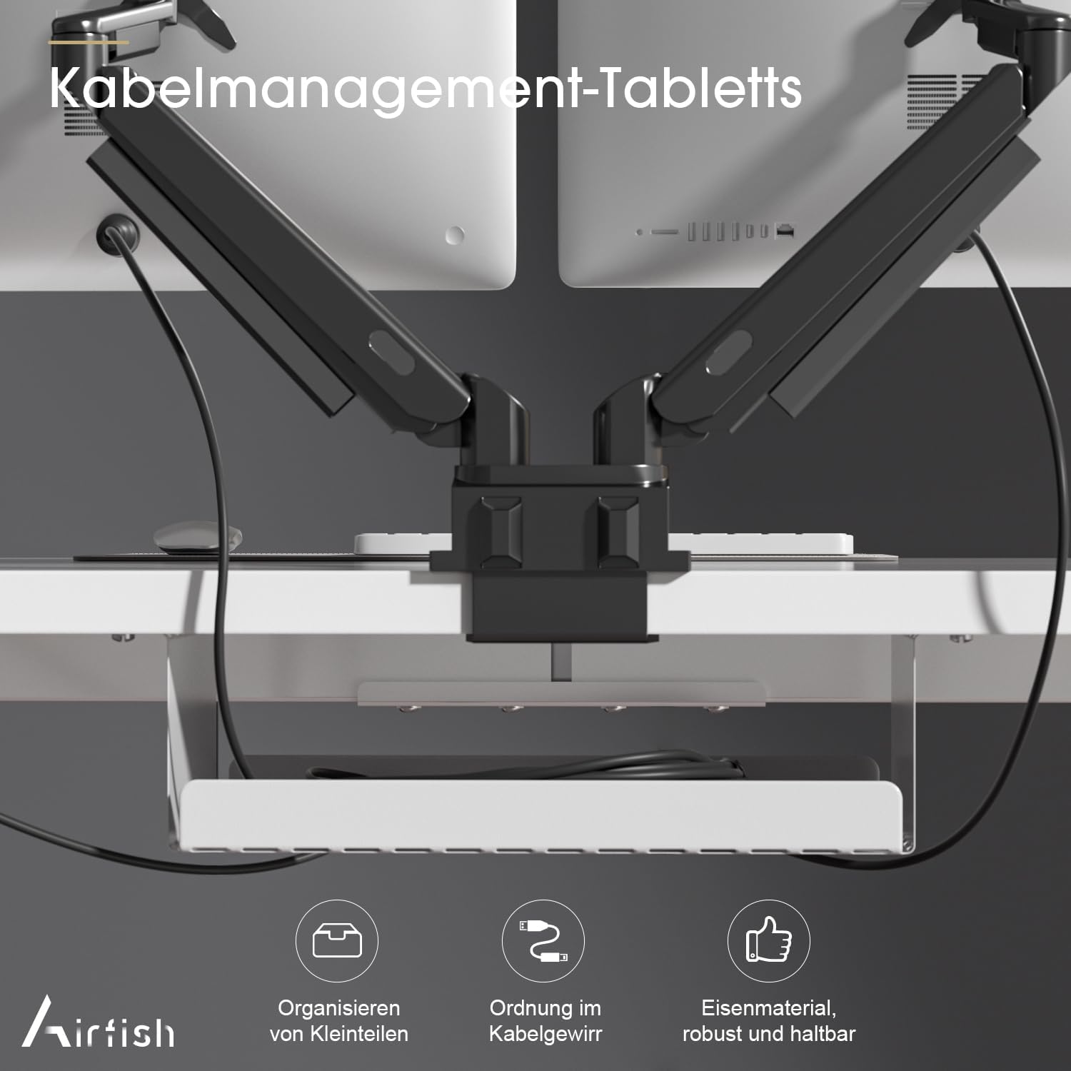 Airfish Höhenverstellbarer Schreibtisch 160x80cm mit Kabelloser Ladestation | Computertisch Elektrisch Stehtisch mit Steckdose & 3-Funktions-Memory und Funktion zur Ermüdungs-Erinnerung, Weiß
