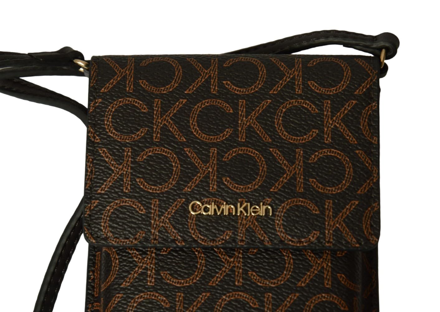 Calvin Klein Damski uchwyt na telefon komórkowy etui na karty kredytowe z paskiem na ramię przedmiot ZM0ZM02991 cm 19 x 10 x 2 (w przybliżeniu), 0HD Brązowy Mono, one_size