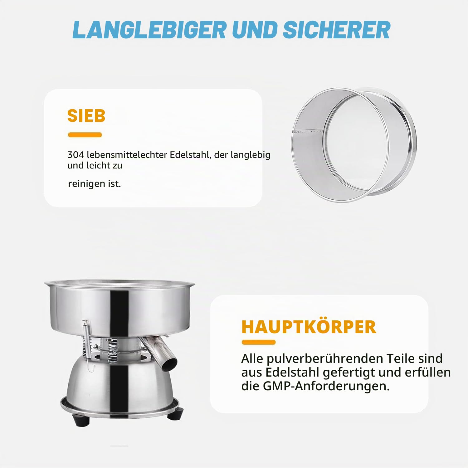 YUCHENGTECH Siebmaschine mit 40 mesh (0.45mm) 50W 1150 U/min