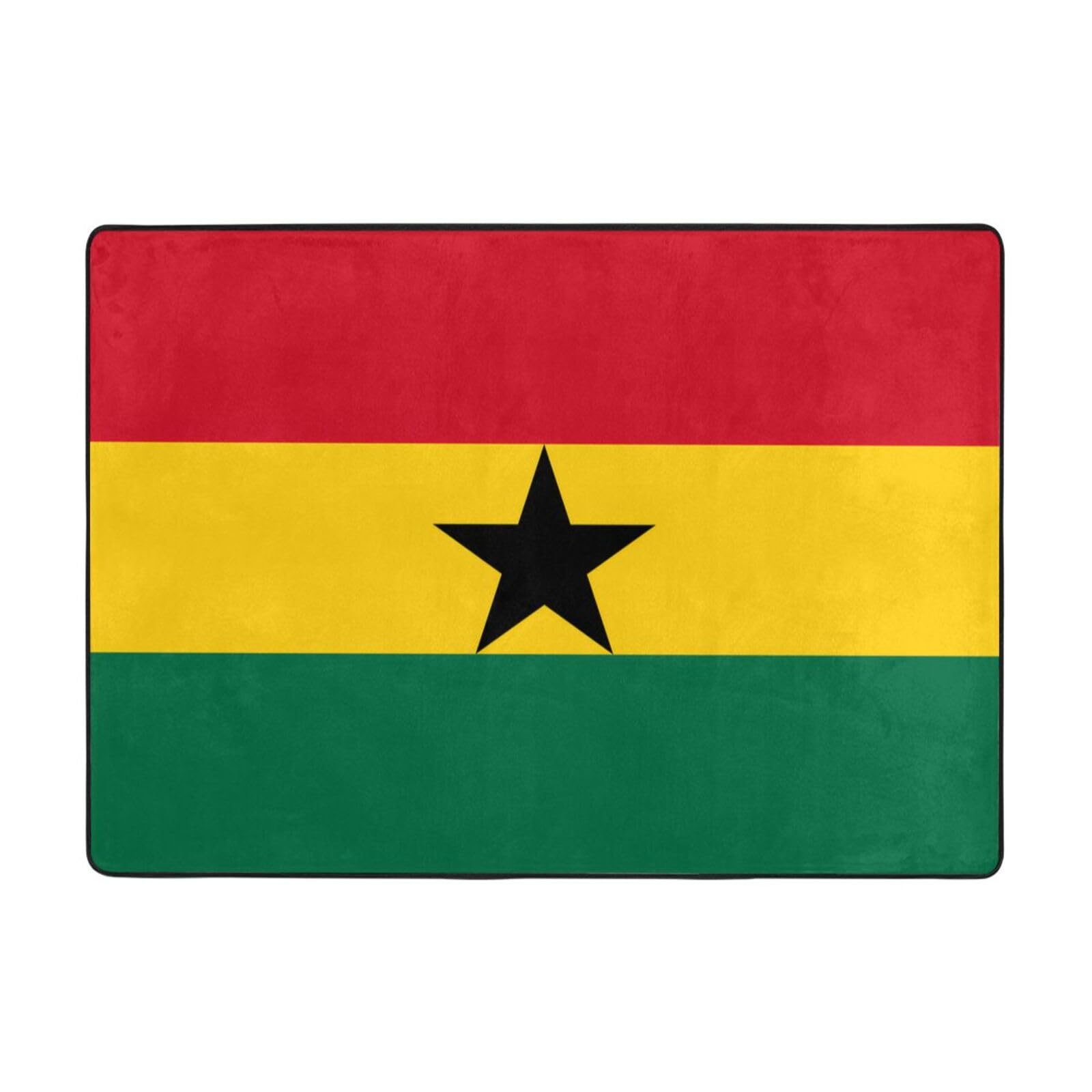 Tapis de sol anti-tache grand format drapeau Ghana flanelle