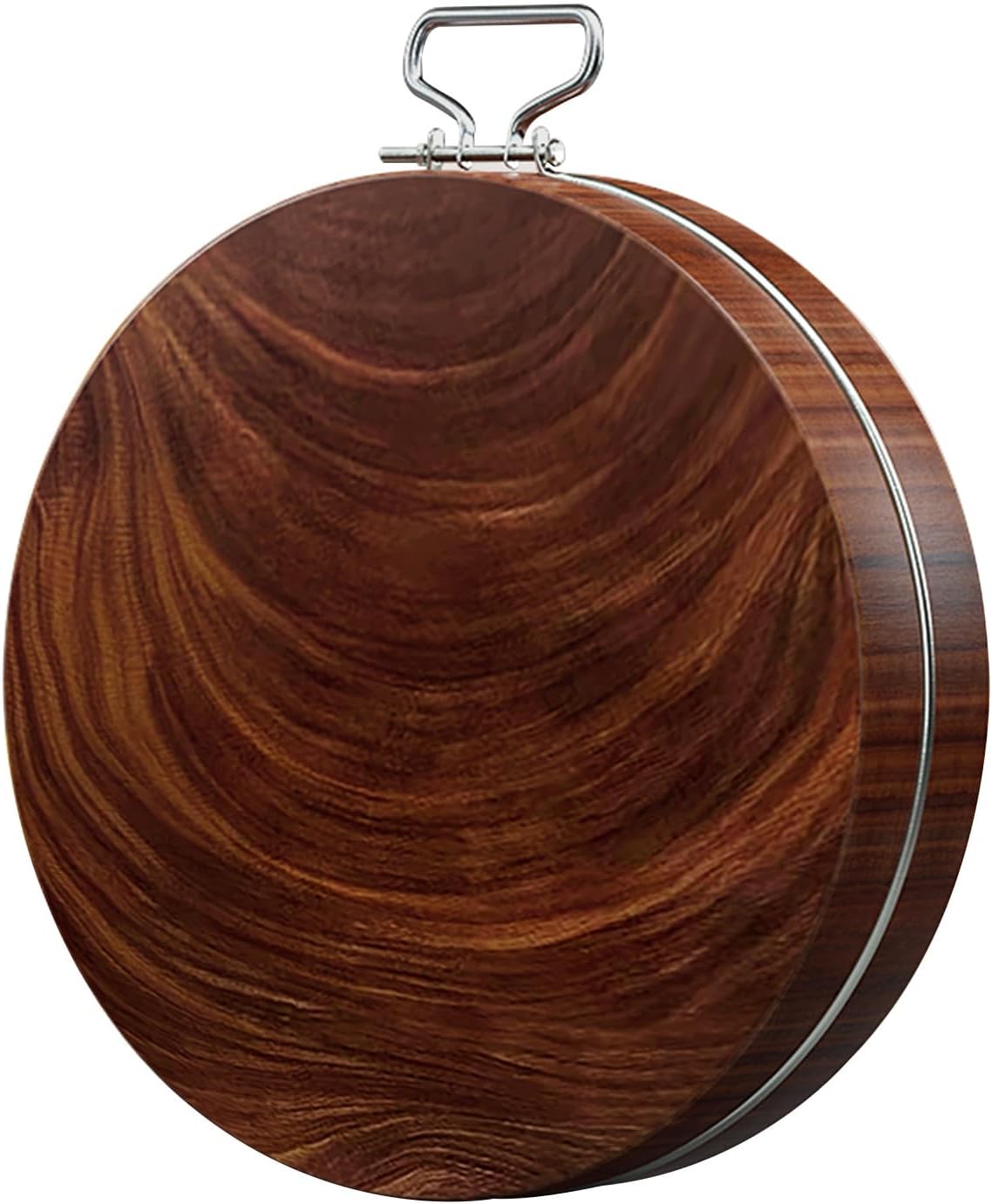Round Cutting Board With Handle Iron Wood Chopping Board Butcher Block For Kitchen Charcuterie Board For Meat, Fruit, Cheeze Easy To Clean(46cm/18.1in)