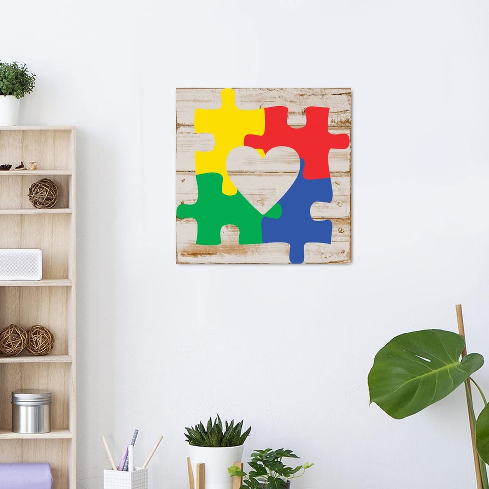 Autism Awareness Desk Sign - Neurodiversity Puzzle Heart Inspirational Decor