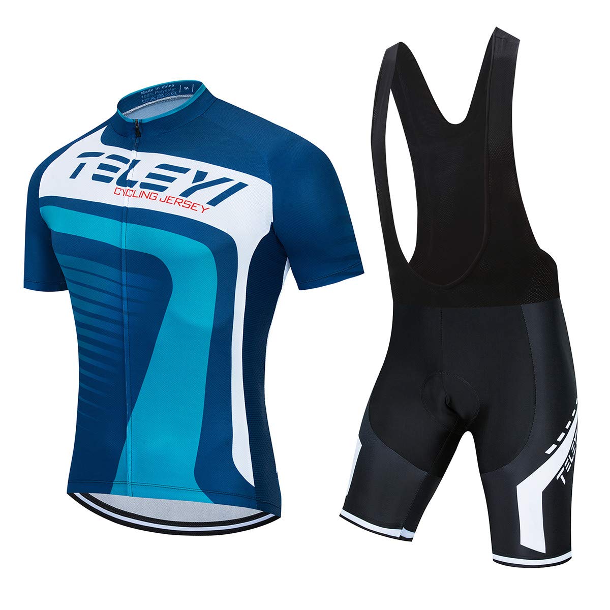 PSPORT Herren Radtrikot Set, Sommer Jungen Trägerhose Anzüge Mountainbike Radfahren Kleidung Set Radfahren Reiten Trikots Atmungsaktiv