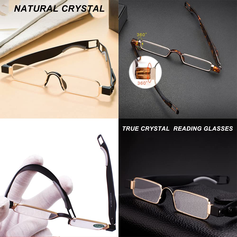 Gafas De Lectura Clip De Bolígrafo De Tubo Giratorio 360 Plegable para Hombres Y Mujeres Lectores Ligeros Cristal Rectángulo,Brown-1.0X
