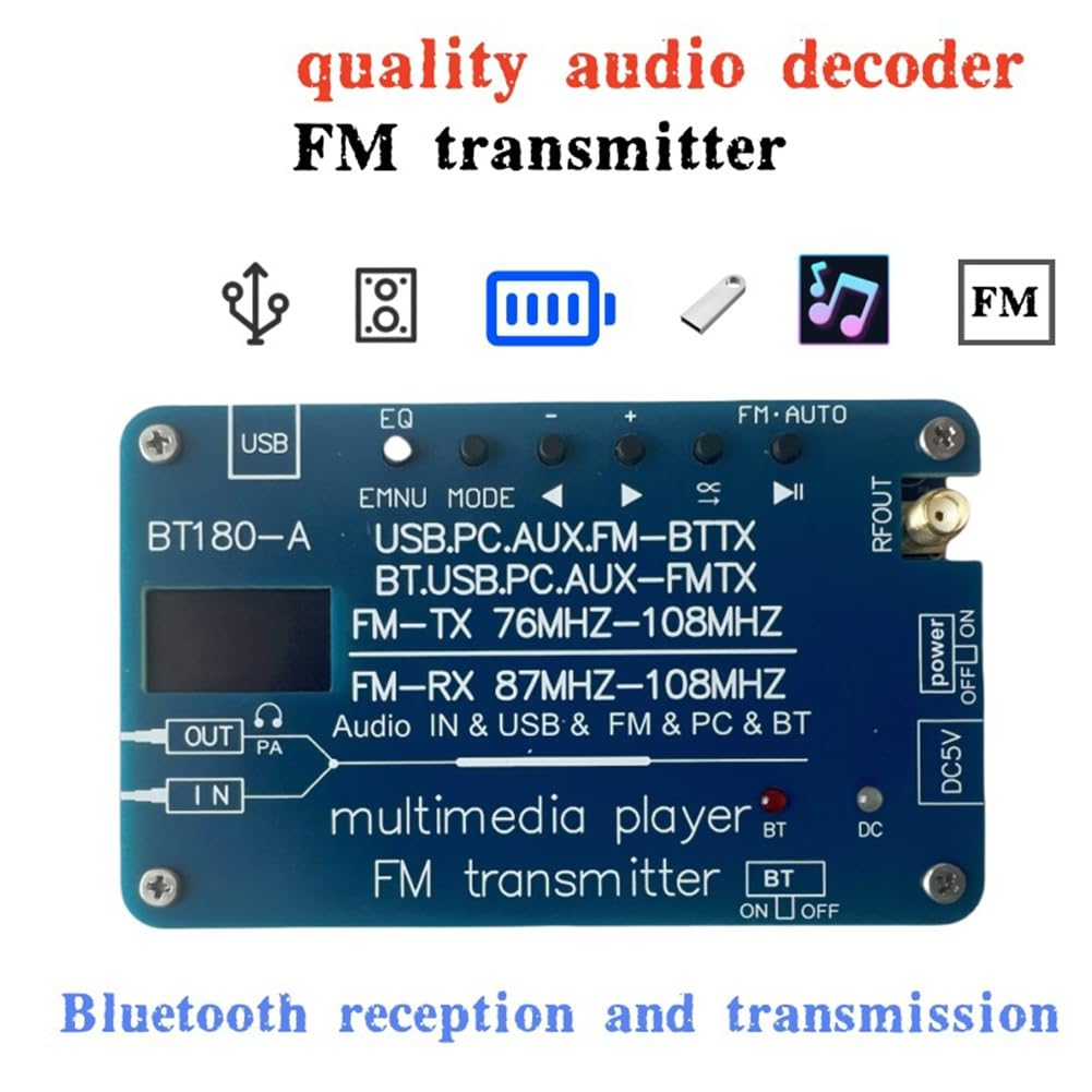 Reproductor Bluetooth Multifunción de Radio FM, Transmisor de Modulación de Frecuencia FM, Convertidor Adaptador de Radio de Coche A Bluetooth