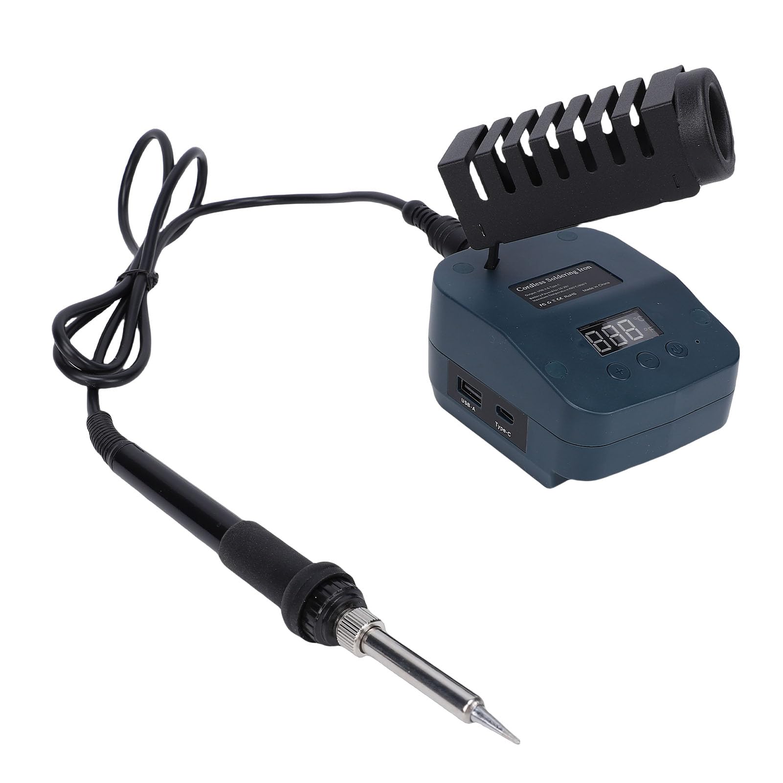 Generic Wyświetlacz LCD Przenośna Elektryczna Stacja Lutownicza Bezprzewodowe Narzędzie Lutownicze 60 W z regulacją Temperatury do Naprawy Elektroniki, Kompaktowa Konstrukcja dla Techników