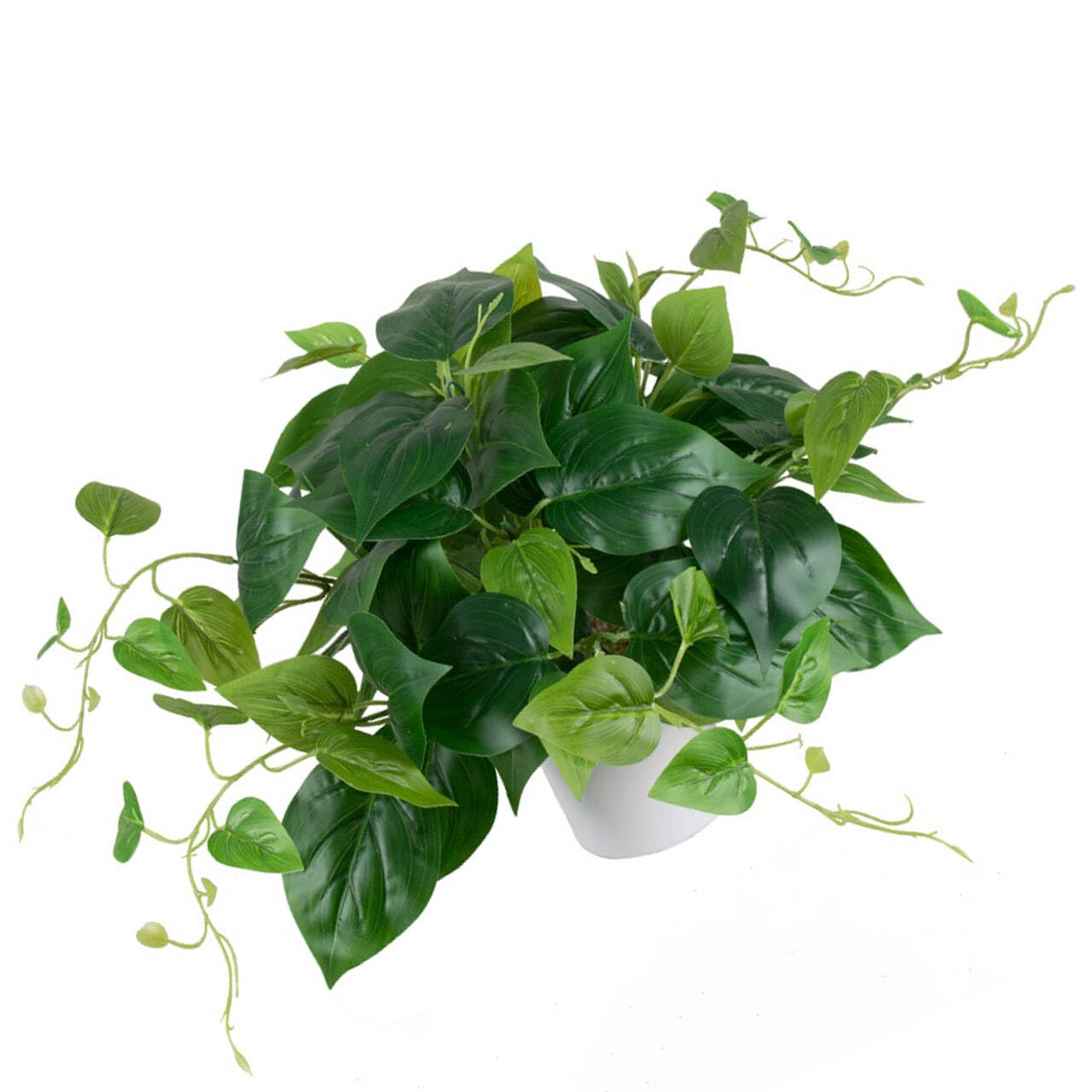 FARROWR Artificial Pothos Plant with Plastic Pot - Fake Indoor Faux Plant for Home Office Decor 1 Pack