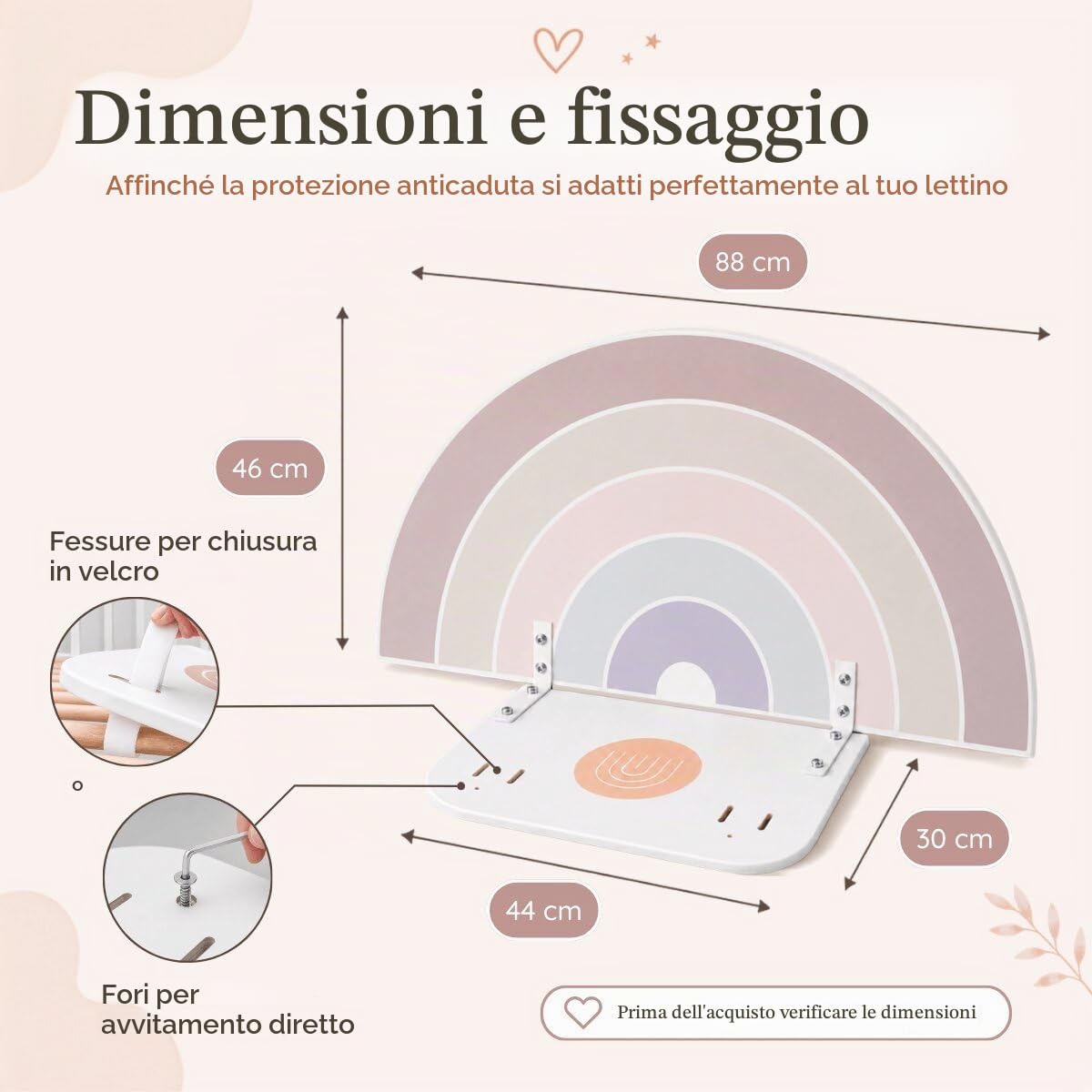 Griglia da letto arcobaleno Remy, Barriera Anticaduta Sicurezza Letto