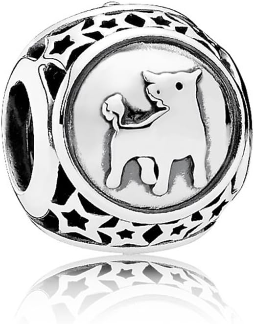 LovenaVintage Zodiac Star Sigh Charm 925 Sterling Silver Charms Fits Pandora, European Bracelets Compatible