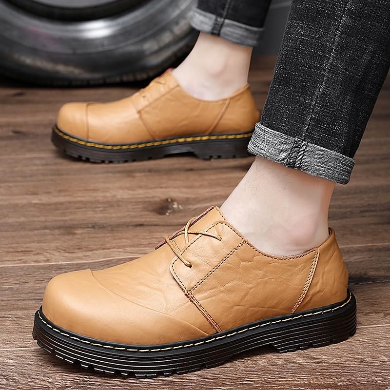 Men's Low-top Rubber Shoes Retro Oxford Shoes Low-Heeled Non-Slip wear-Resistant Comfortable Breathable Round-Toed Outdoor Casual Shoes for Men