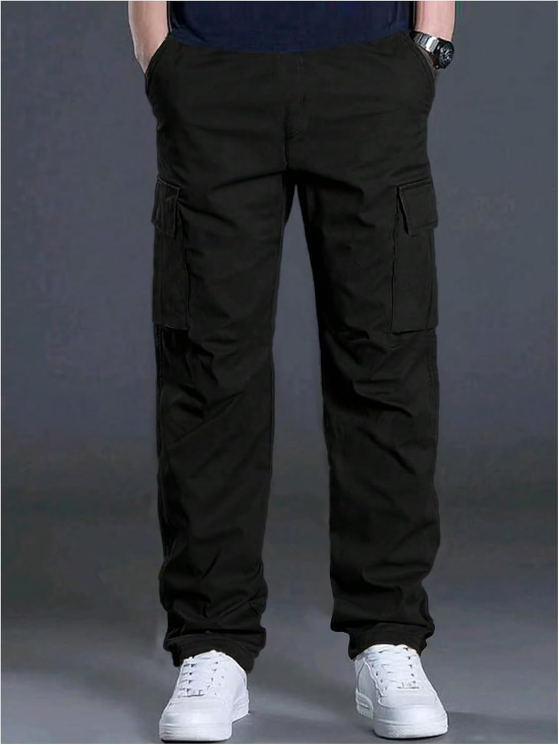SOLY HUX Men's Cargo Pants Classic Straight Leg Hiking Outdoor Pants with Pockets Streetwear - Image 2