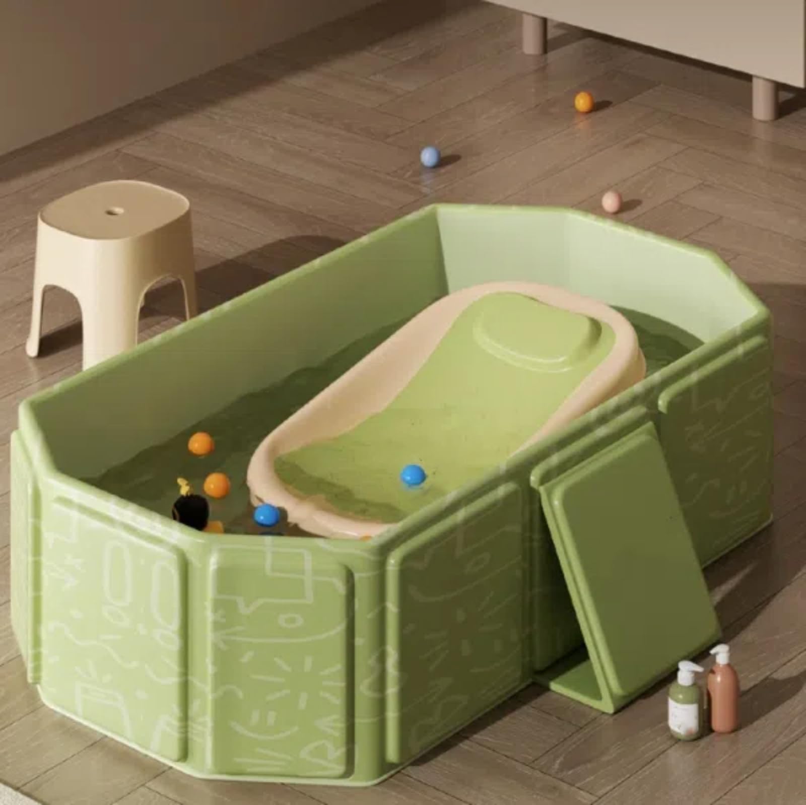 Große Kleinkindbadewanne faltbarer Babypte Badewanne,tragbares Duschbecken， Faltbare Badewanne für Kinder （pvc ）eeignet für den Einsatz zu Hause oder unterwegs